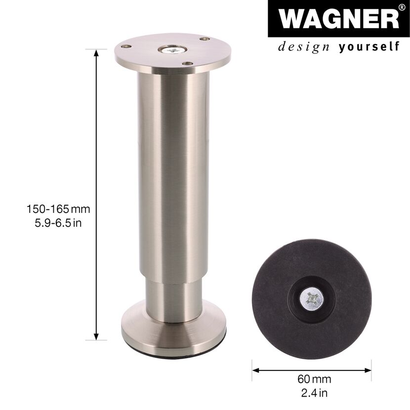 Möbelbein 'Design ST 0380' Stahl edelstahlfarben Ø 38 x 150 - 168 mm