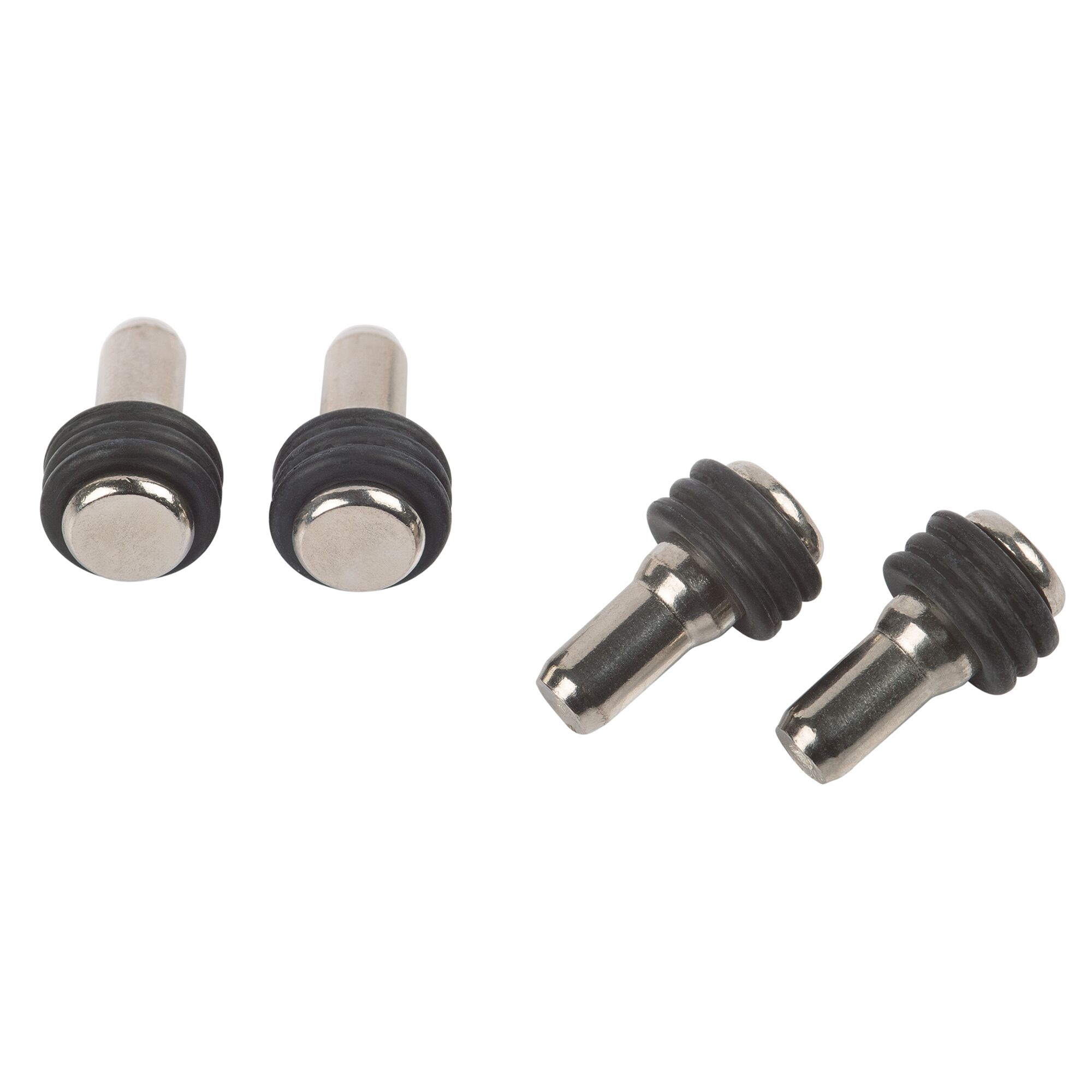 Vier Glasbodenträger aus Metall mit Gummiring