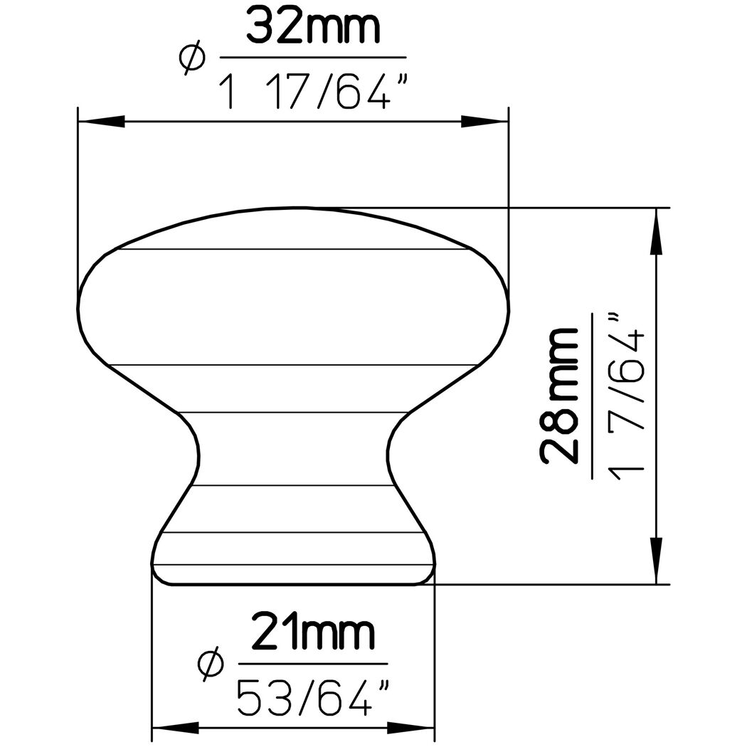 Zeichnung Knopf 0551-32VGMV11 mit Maßen