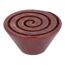 Runder, rot lackierter Holzknopf mit Spiralmuster