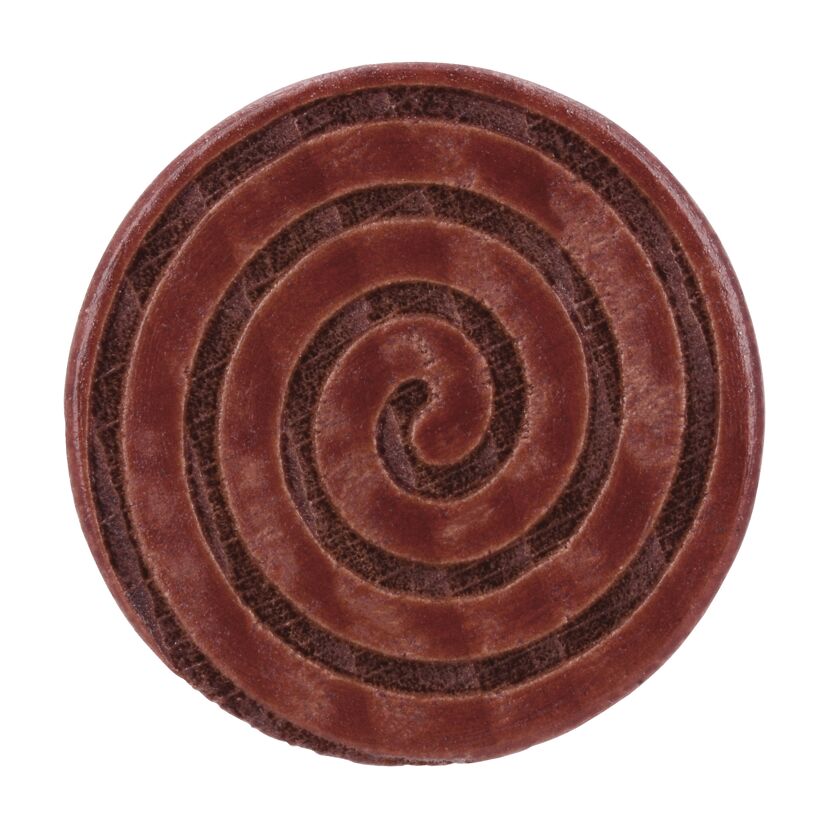 Roter Knopf mit Spiralmuster