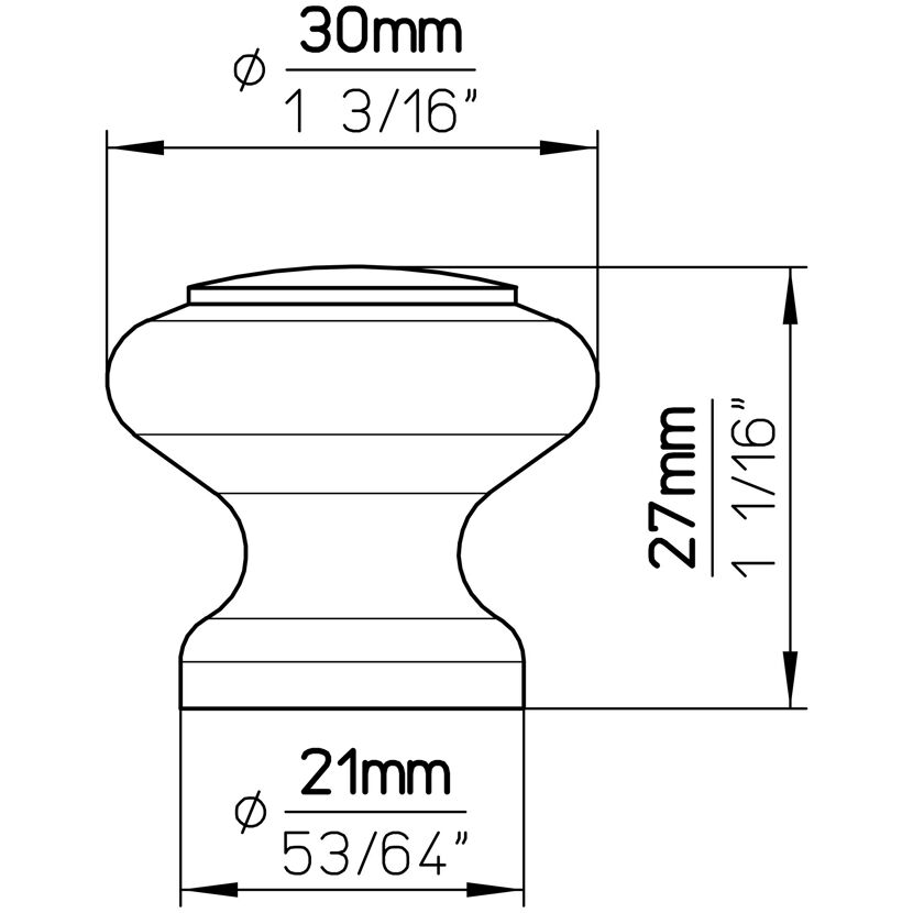 Zeichnung Knopf S70-30HZ11 Esche roh