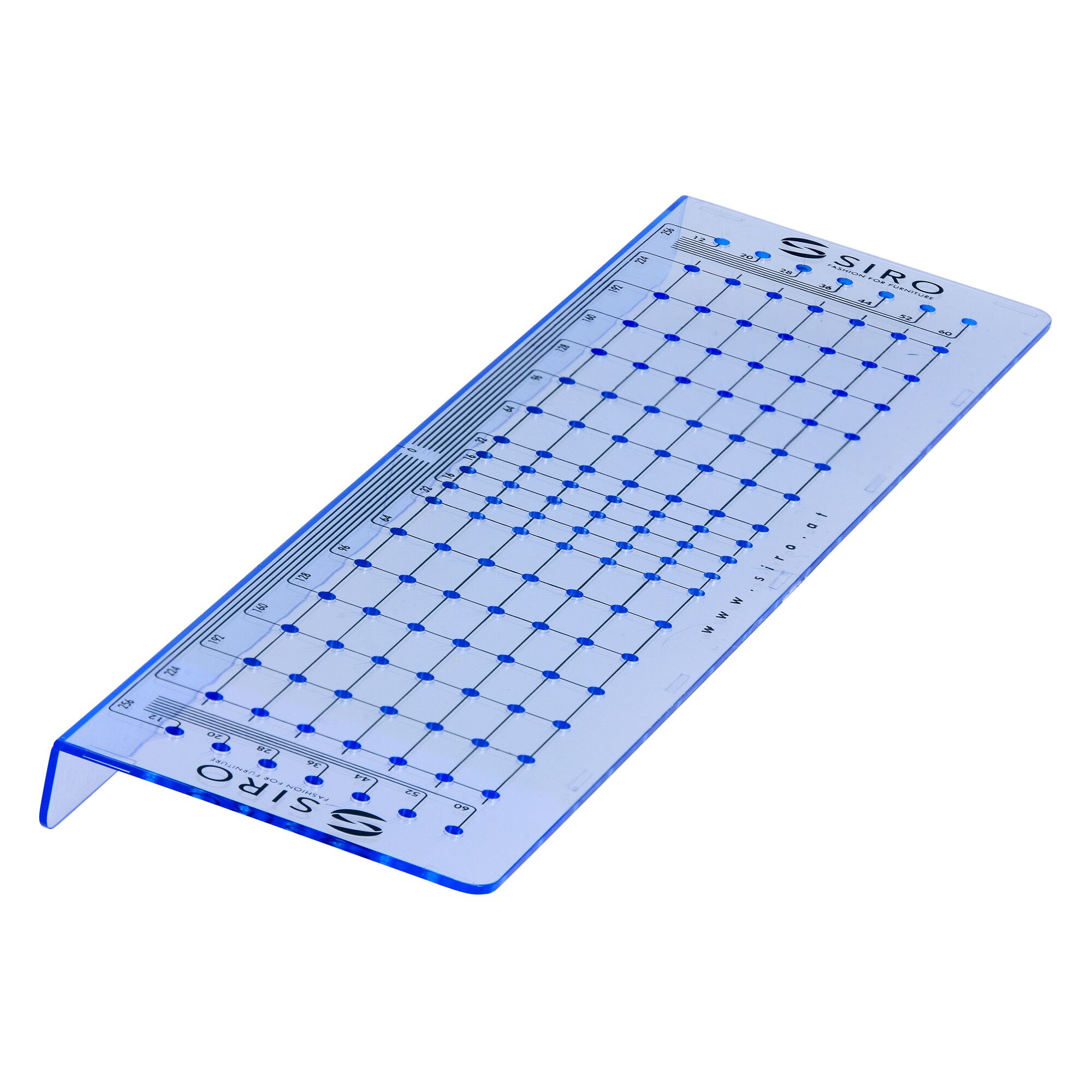 Blaue SIRO Bohrschablone für Möbelgriffe