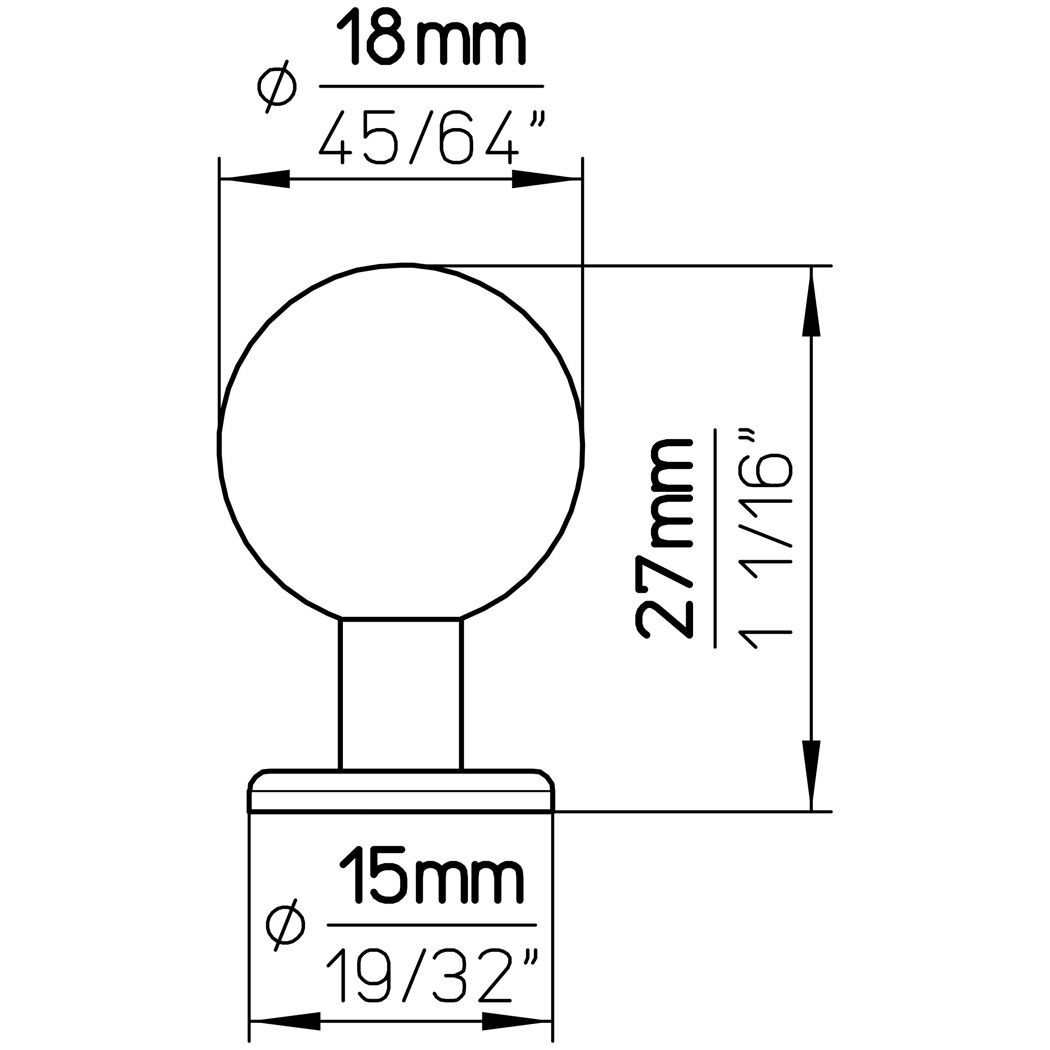 Knopf 646-18ZN5 Messing poliert mit Maßangaben