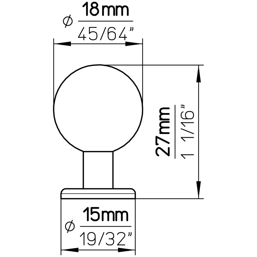 Knopf 646-18ZN5 Messing poliert mit Maßangaben