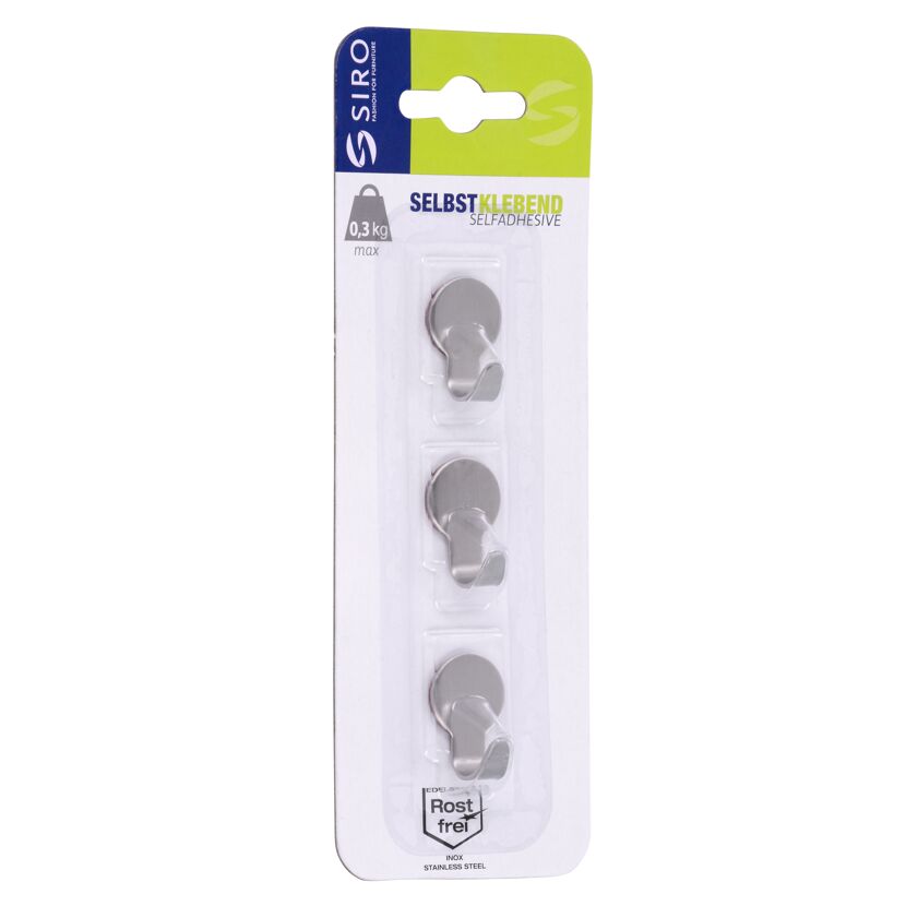 Haken '2321' Edelstahl selbstklebend 1,8 x 2,8 x 1,3 cm, 3 Stück