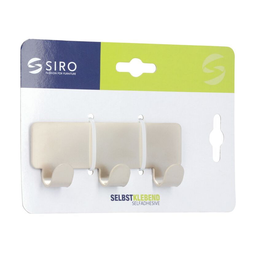 Drei selbstklebende Haken von Siro auf Blisterkarte