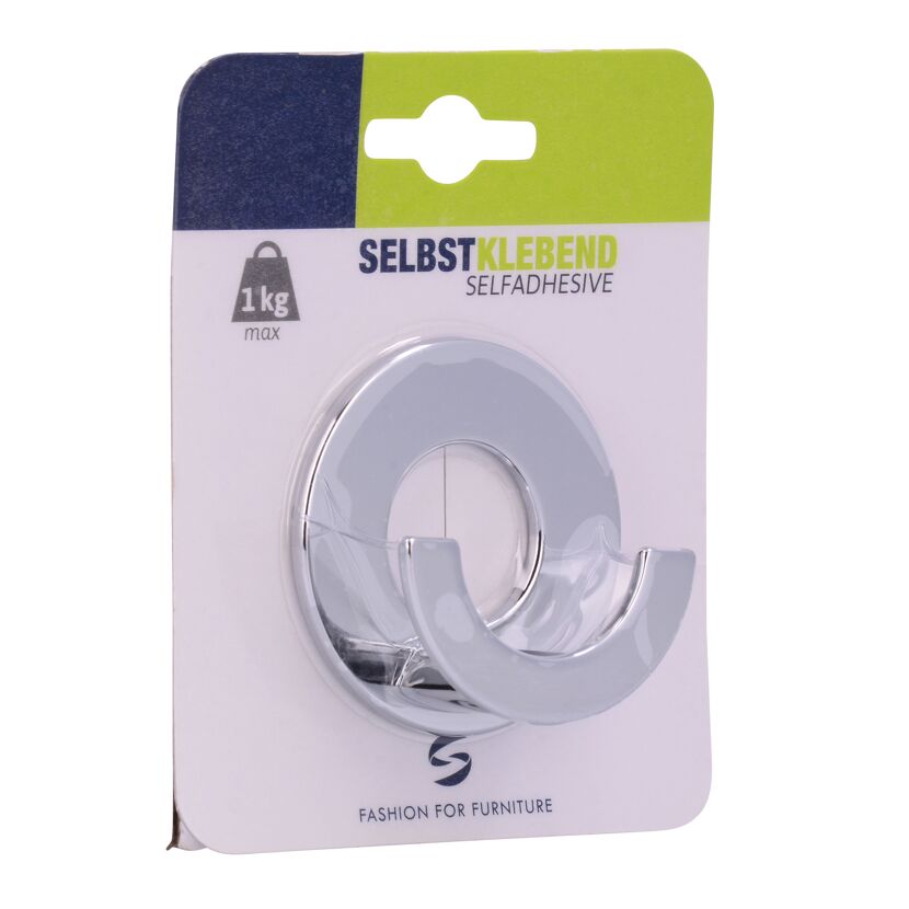 Selbstklebender Haken, Chrom glänzend, max. 1 kg