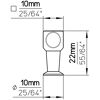 Möbelknopf '2389' Druckguss 1,0 x 1,0 x 2,2 cm Ø Sockel 1,0 cm