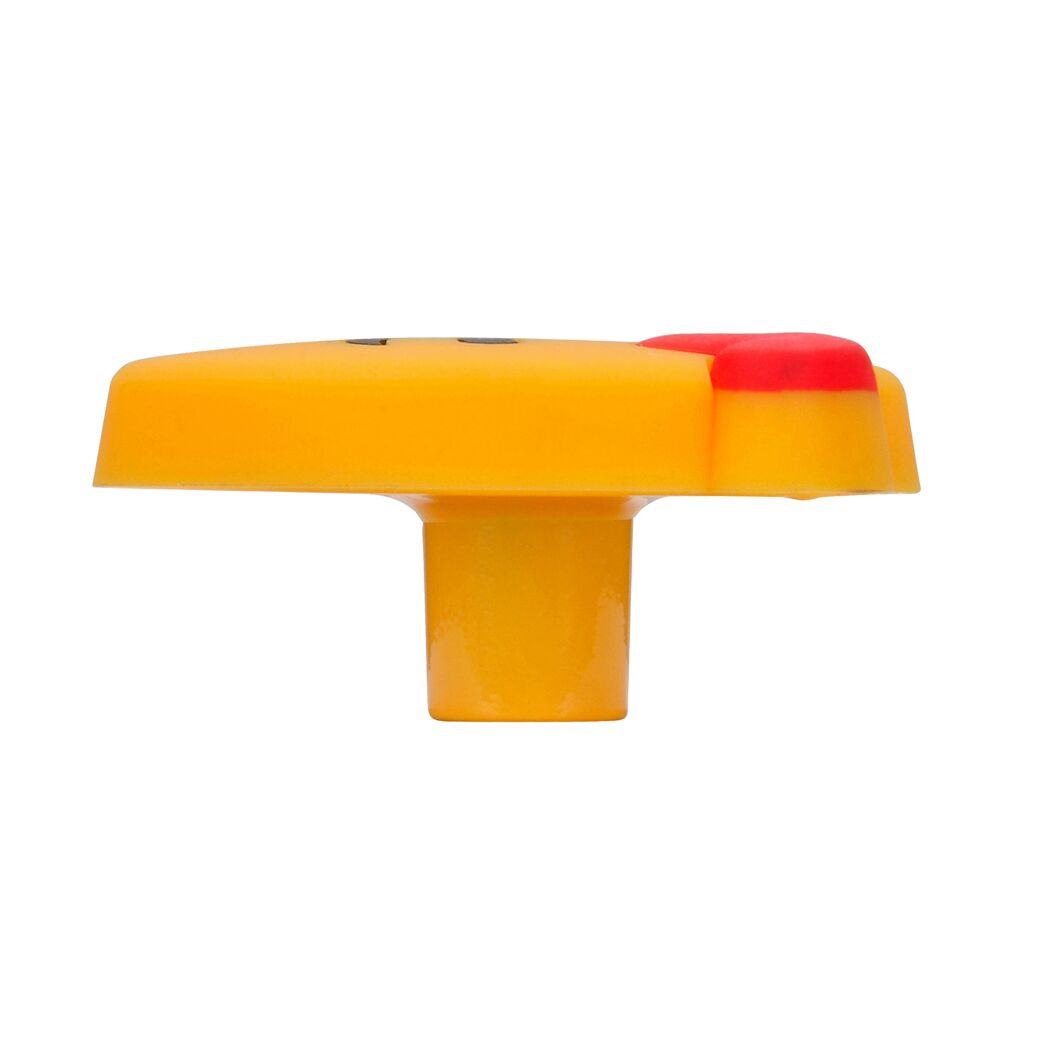 Gelber Möbelknopf mit rotem Herz