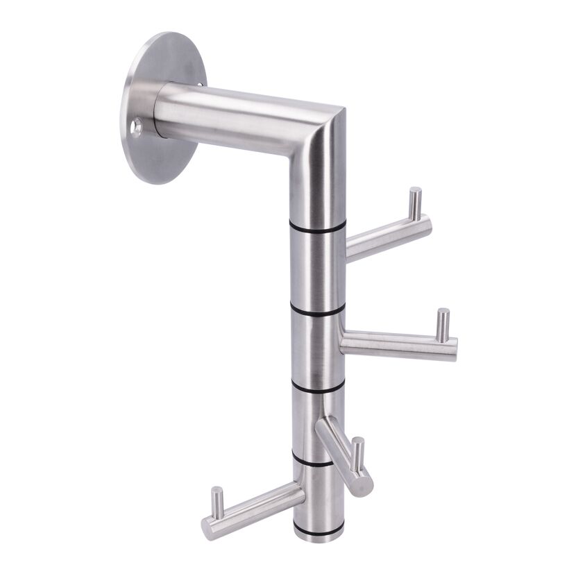 Garderobe Edelstahl mit vier Haken