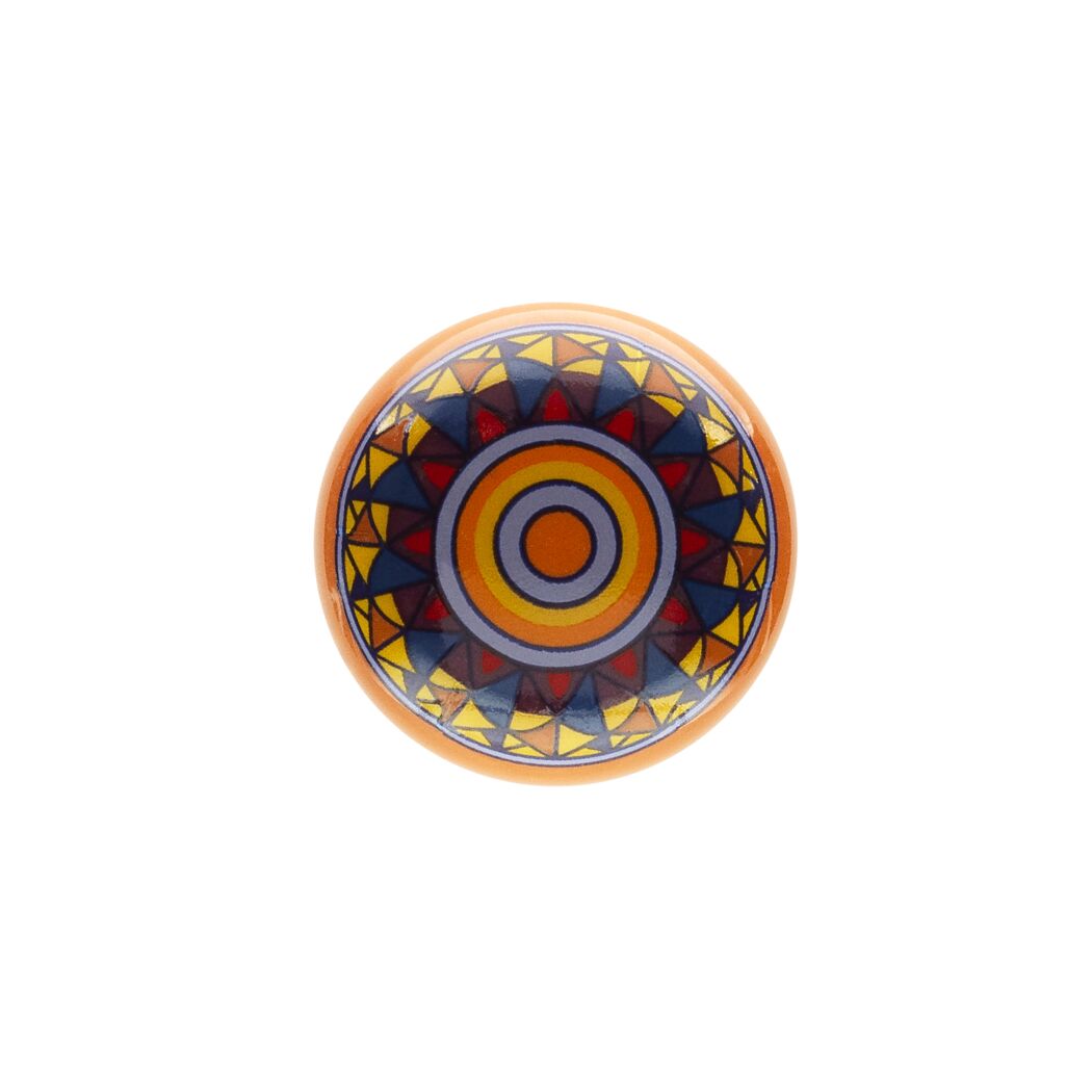 Runder Möbelknopf Mandala orange