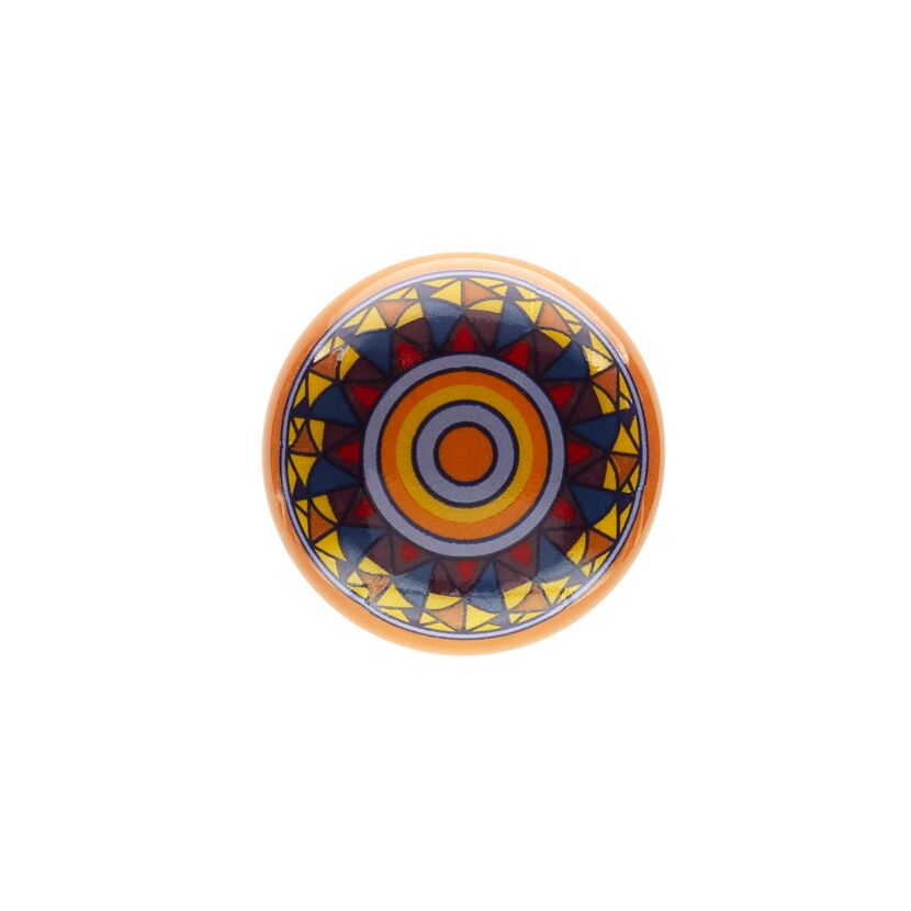 Runder Möbelknopf Mandala orange