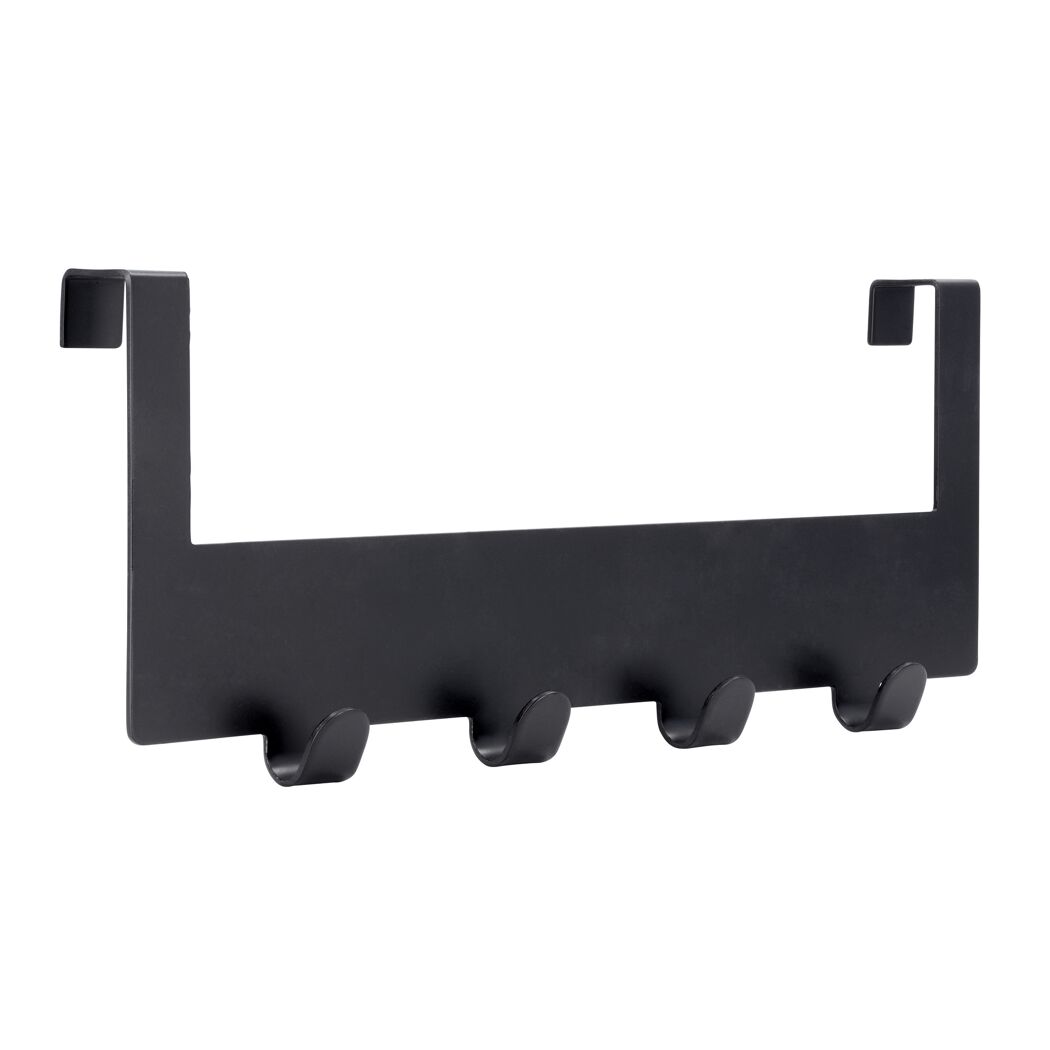Schwarze Türgarderobe mit vier Haken