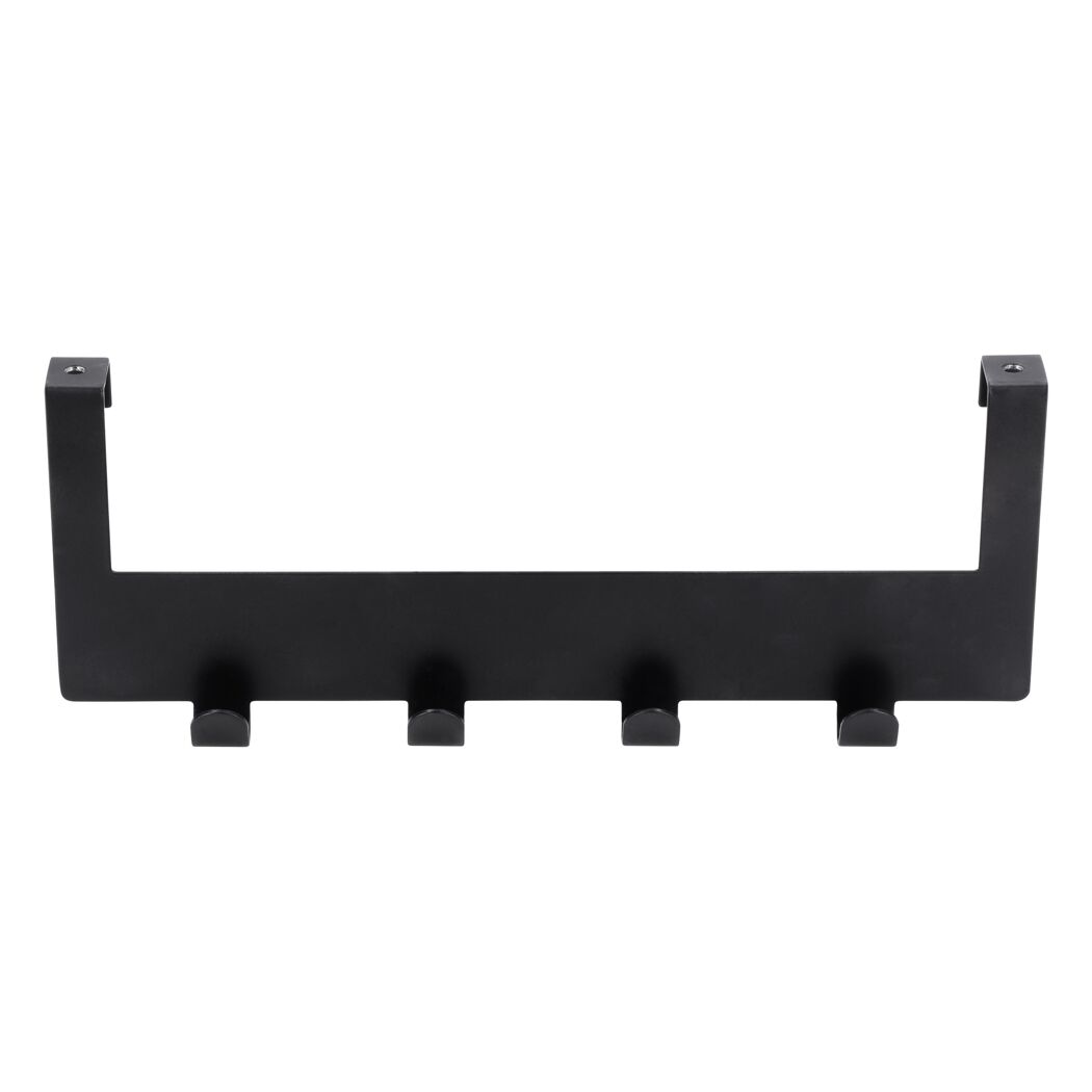 Schwarze Türgarderobe mit vier Haken