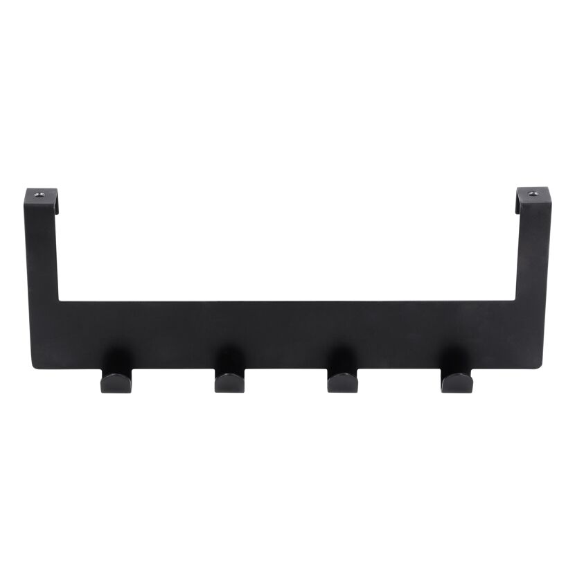 Schwarze Türgarderobe mit vier Haken