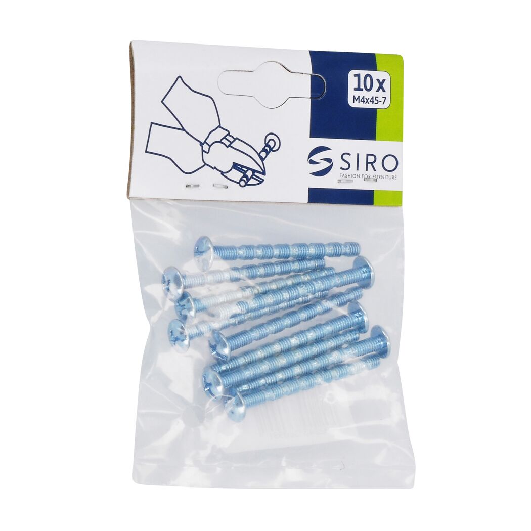 Zehn Schrauben in Verpackung