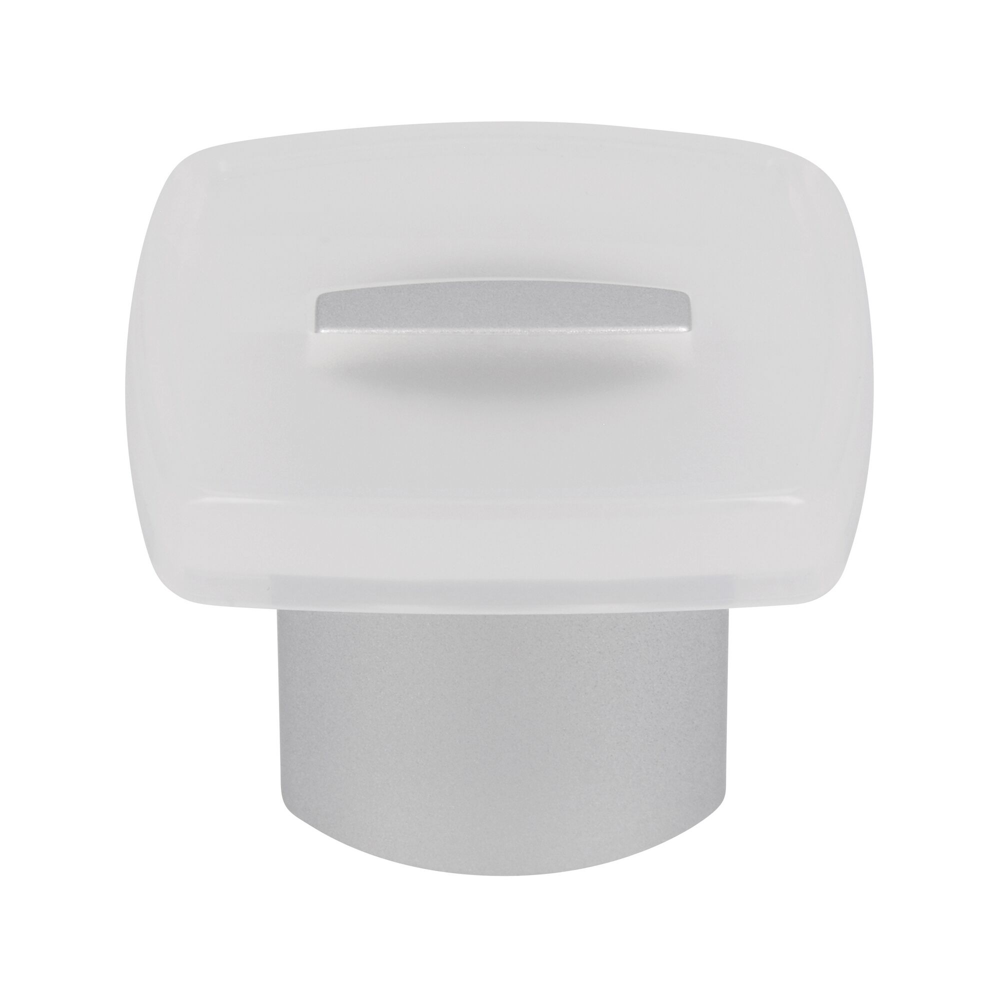 Weißer Möbelknopf mit silberner Basis