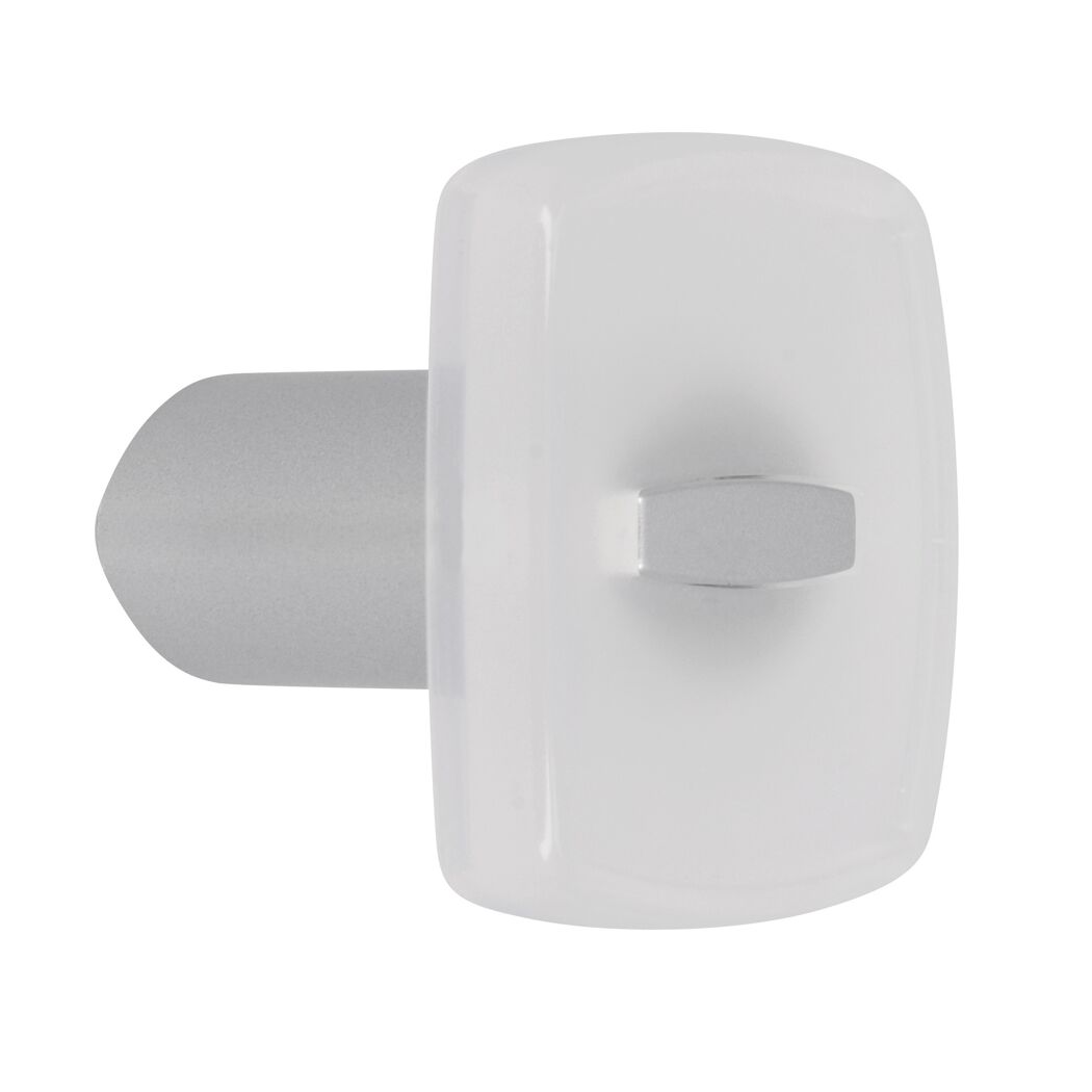 Weißer Möbelknopf mit Aluminiumgriff, Draufsicht