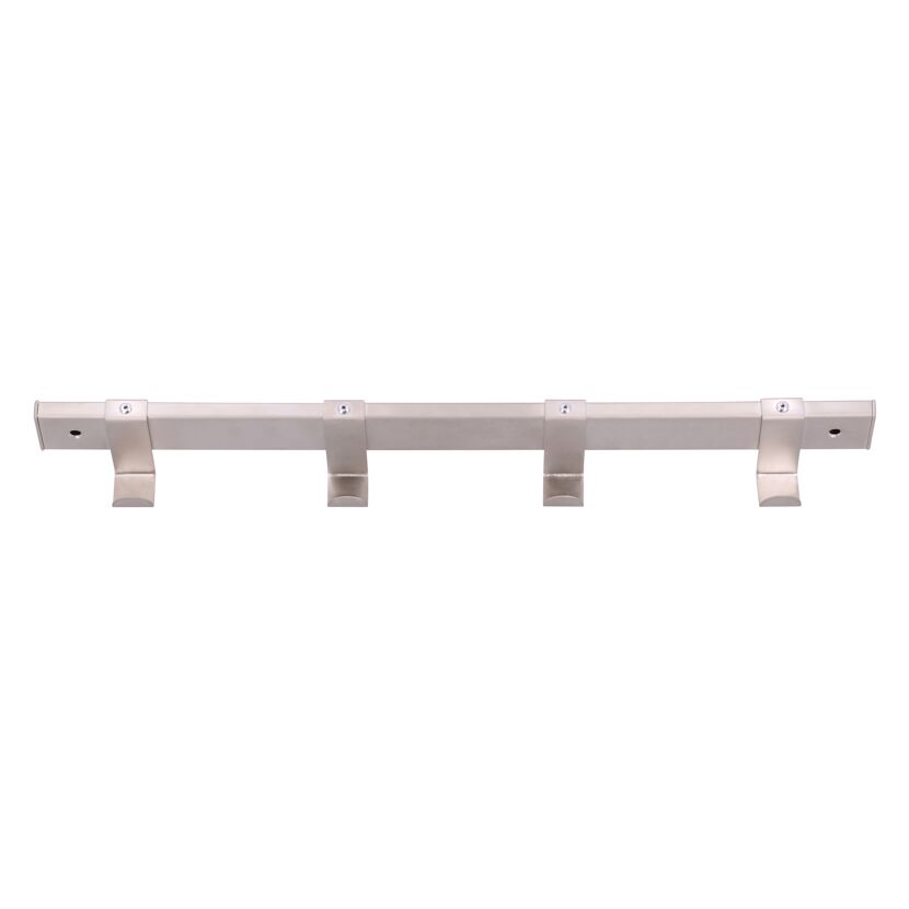 Garderobe mit vier Haken, matt vernickelt.