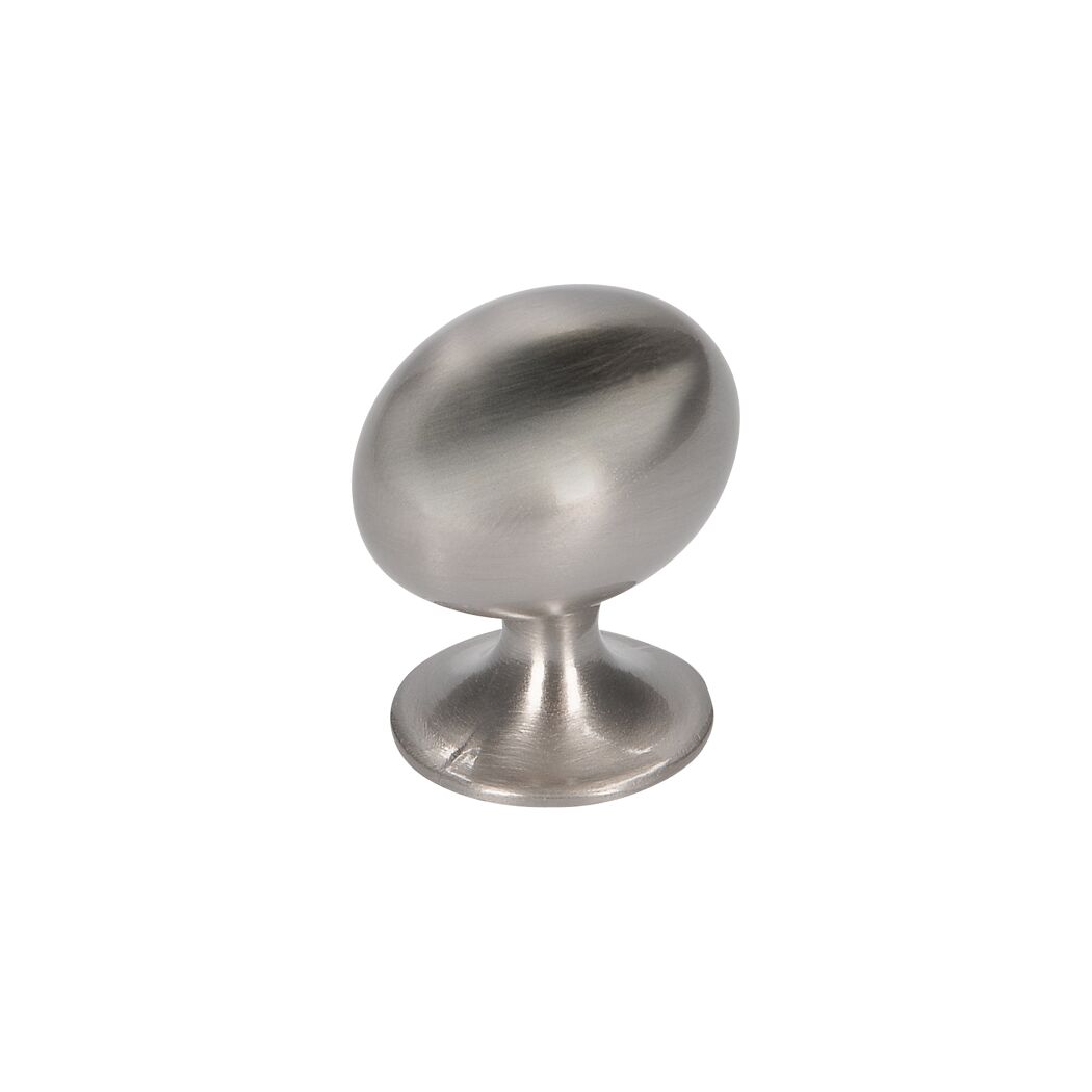 Ovaler Möbelknopf aus Metall, Nickel satiniert.