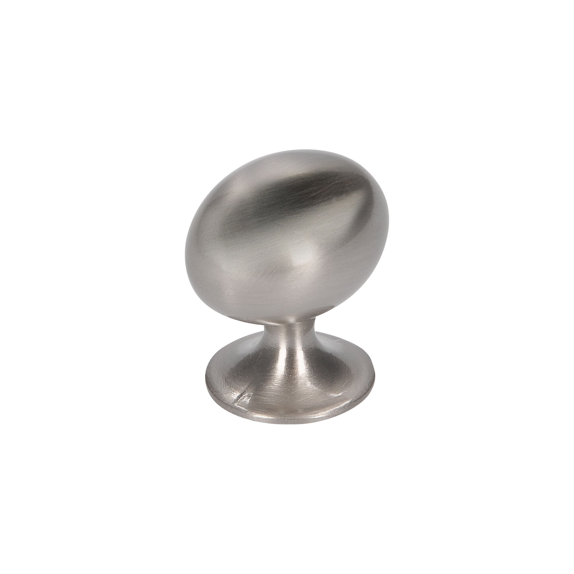 Ovaler Möbelknopf aus Metall, Nickel satiniert.
