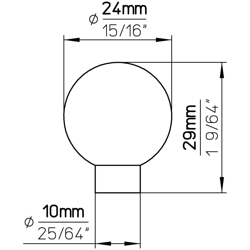 Knopf 902-24N1 mit Maßen