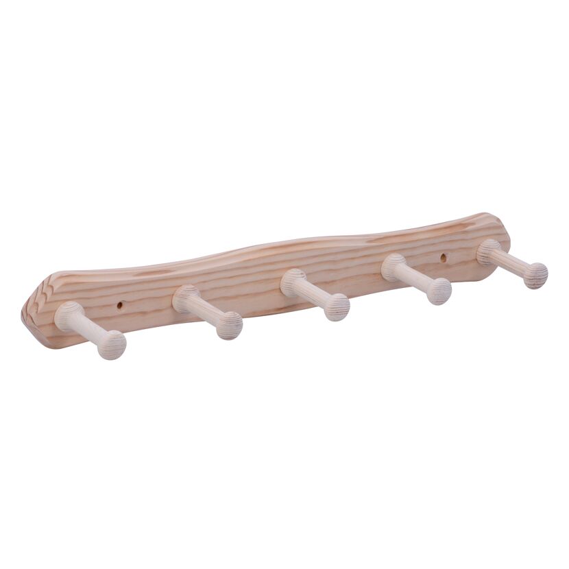 Garderobe aus Holz mit fünf Haken