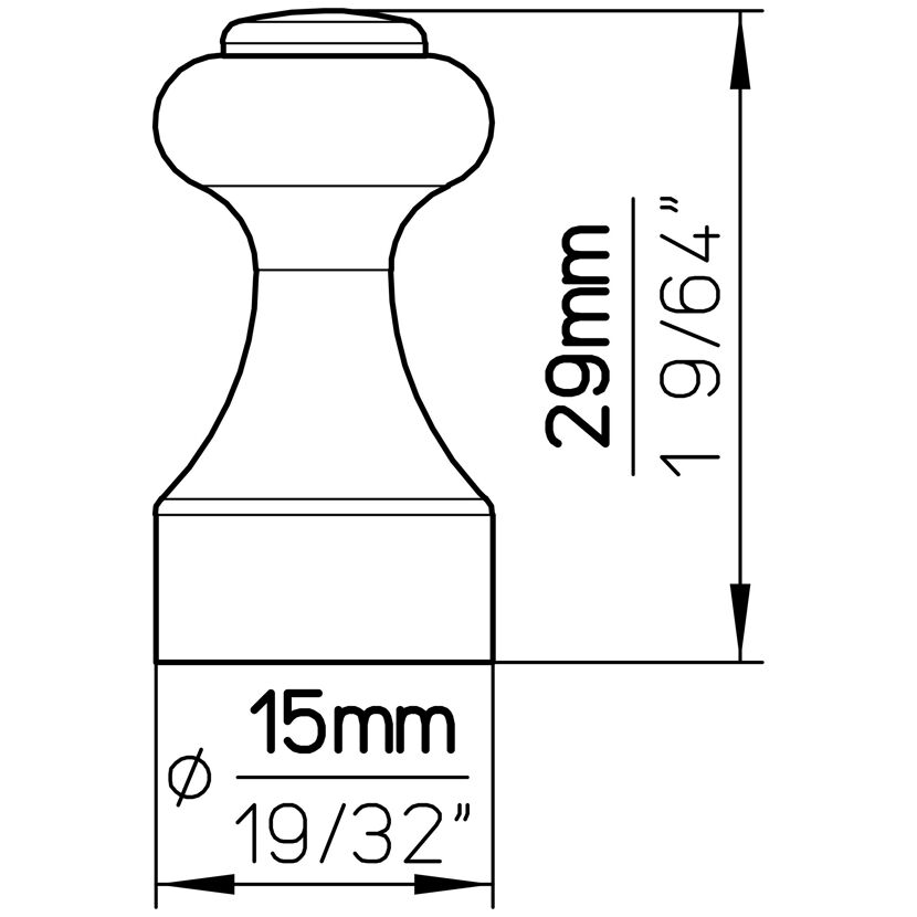 Knopf S157-15HZ6 Kiefer natur lack mit Maßen