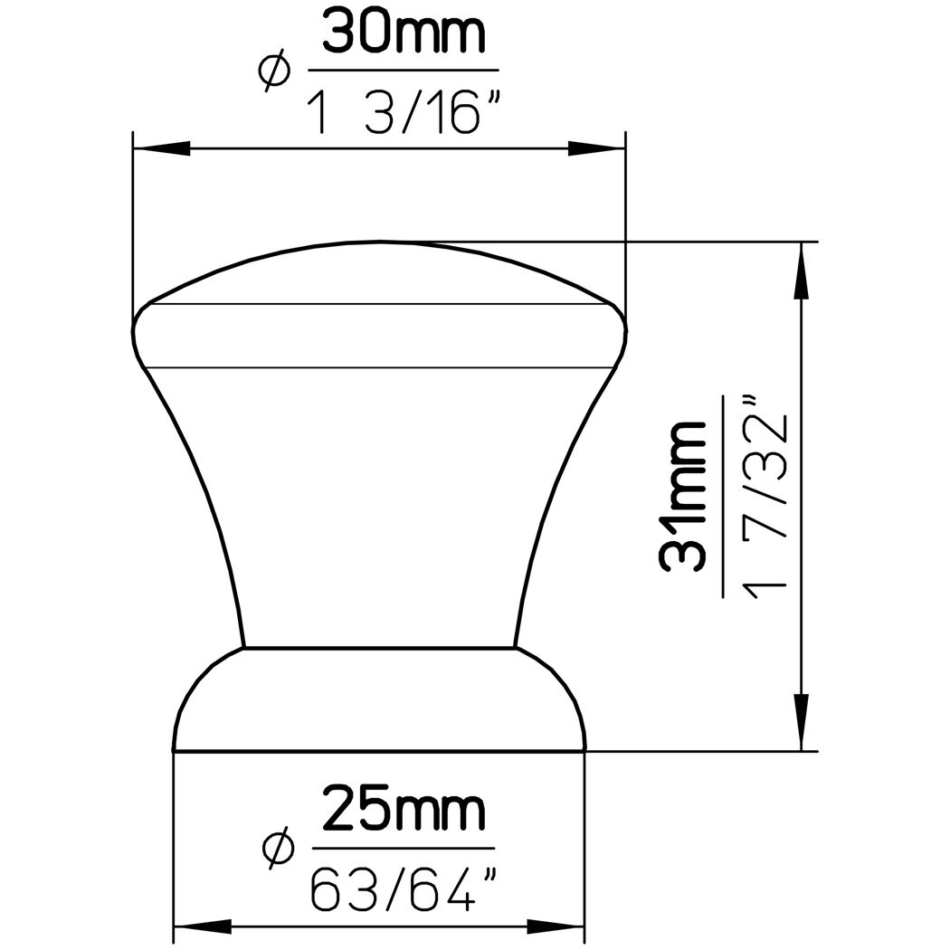 Knopf S358-30HZ18 Buche natur lackiert mit Maßen
