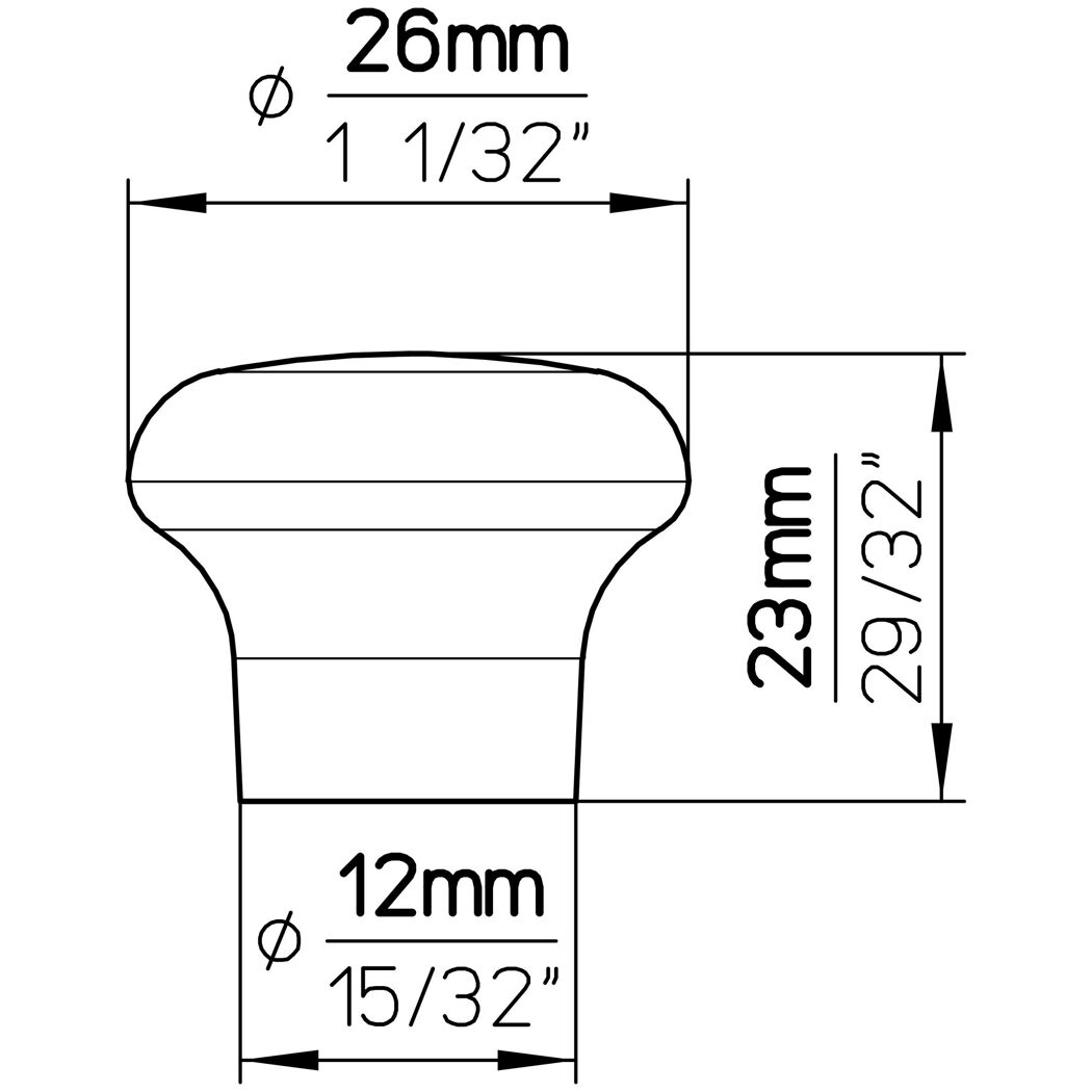 Weißer Knopf SP1-25 mit Maßen