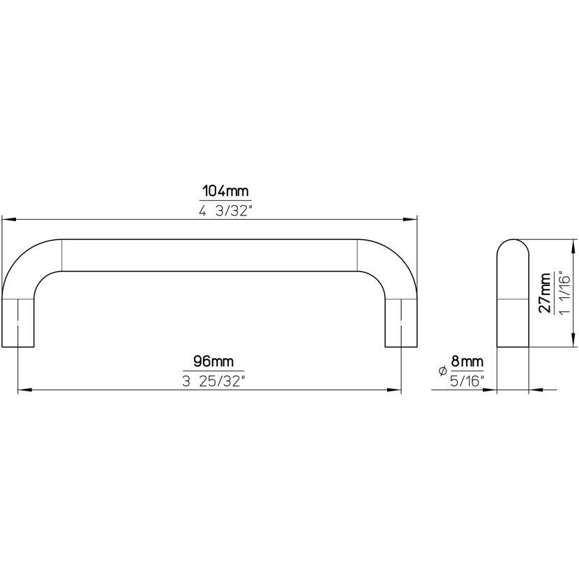 Griff verchromt matt 104 mm