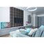 Modernes Wohnzimmer mit Wandkissen und TV