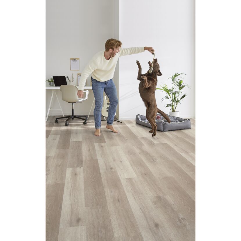 Vinylboden 'Comfort' White Washed Oak hellbraun 10,5 mm