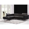 Schwarzes Ledersofa mit Ottomane und Metallfüßen