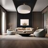 Modernes Wohnzimmer mit beigen Sofa und zwei Sesseln