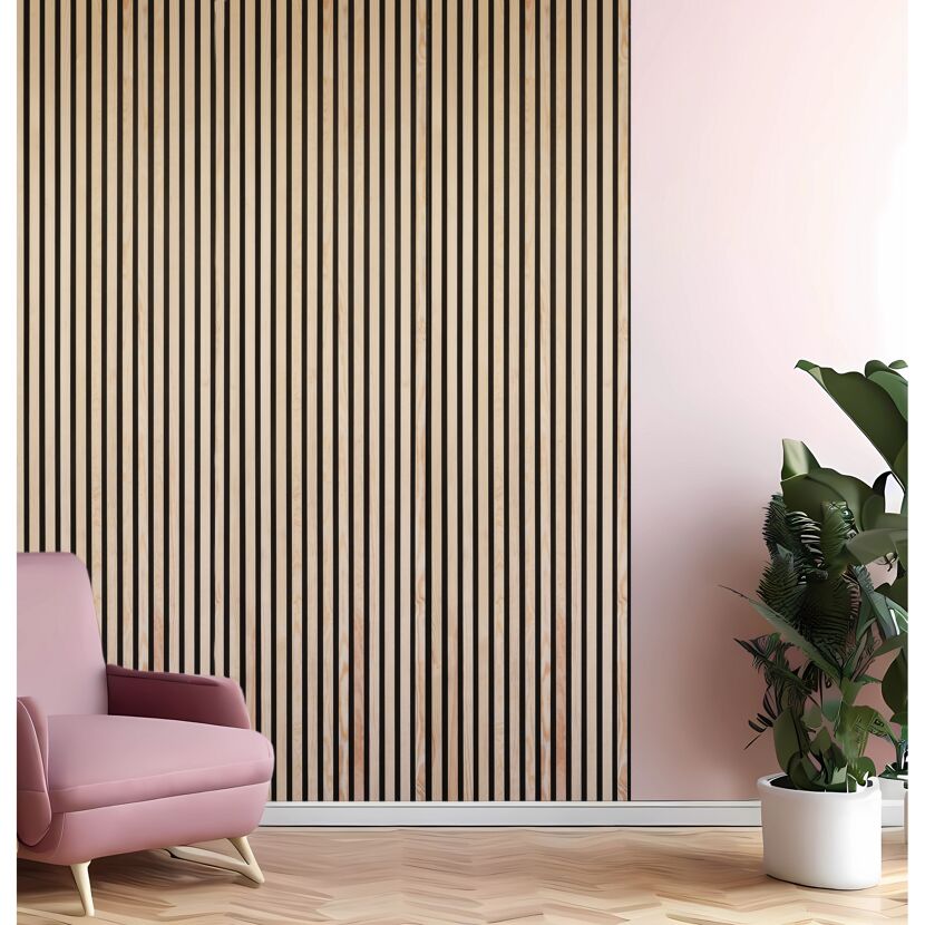 Wand mit vertikalem Holzlatten