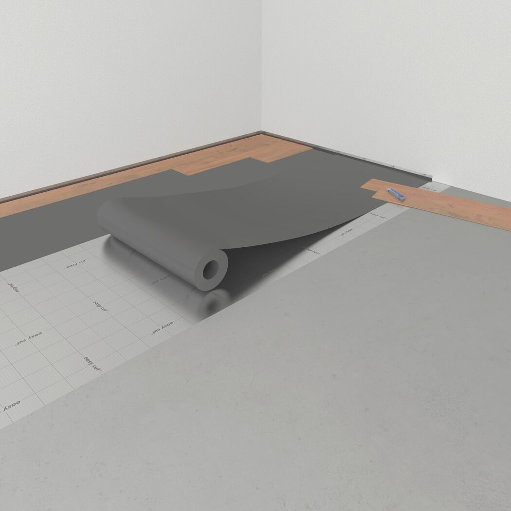 Laminatunterlage wird mit einem Cuttermesser zugeschnitten