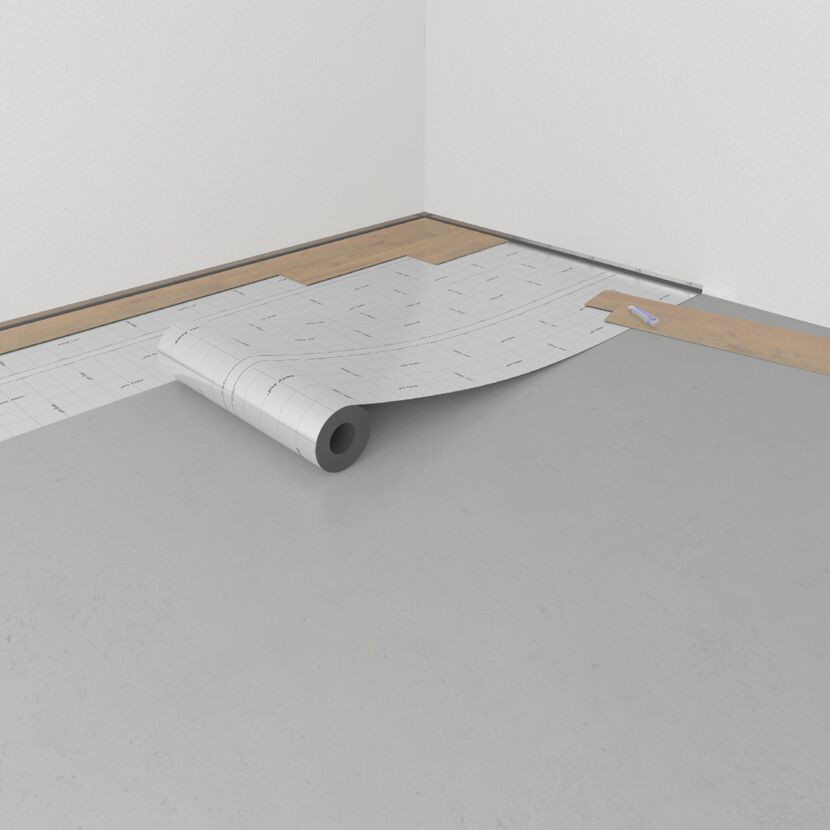 SELITPRO Aquastop 2 mm wird auf dem Boden verlegt