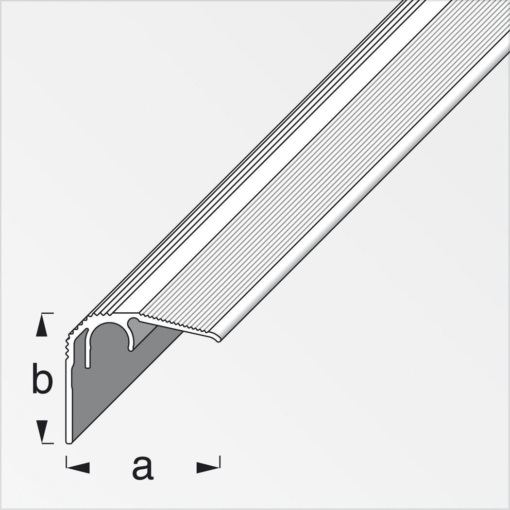 Silbernes Abschlussprofil aus Aluminium mit Clip
