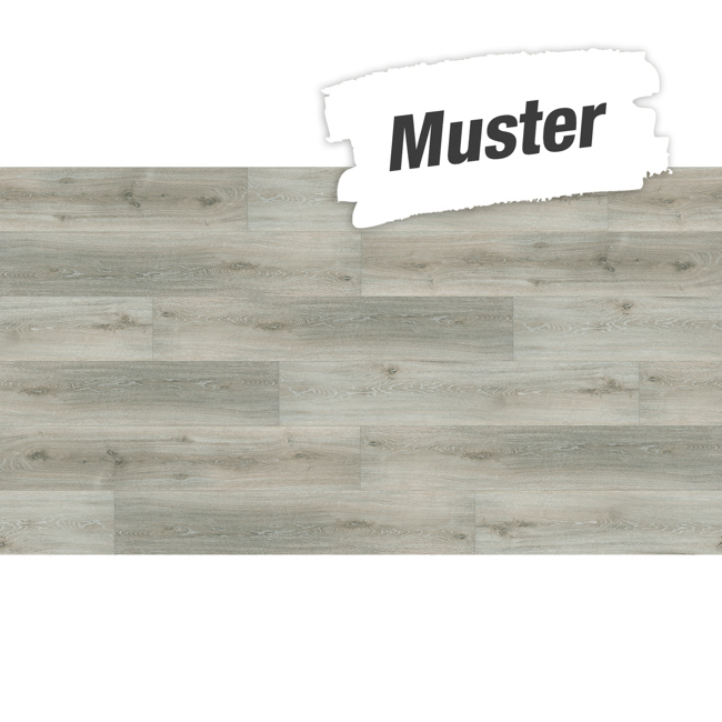 Bild von Handmuster zum Vinylboden 'Basic 4.3' Eiche grau geweißt grau 4,3 mm