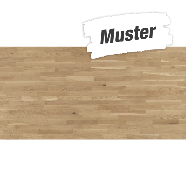 Bild von Handmuster zum Parkett 'Basic 11-5' Eiche Pure matt lackiert hellbraun 11,5 mm