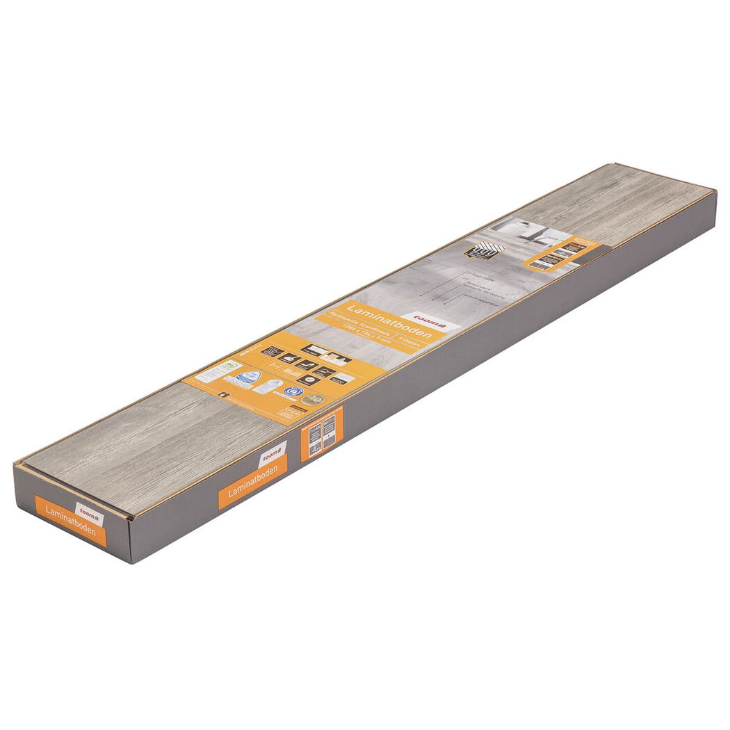 Laminatboden Scandinavia in grauer Holzoptik, originalverpackt