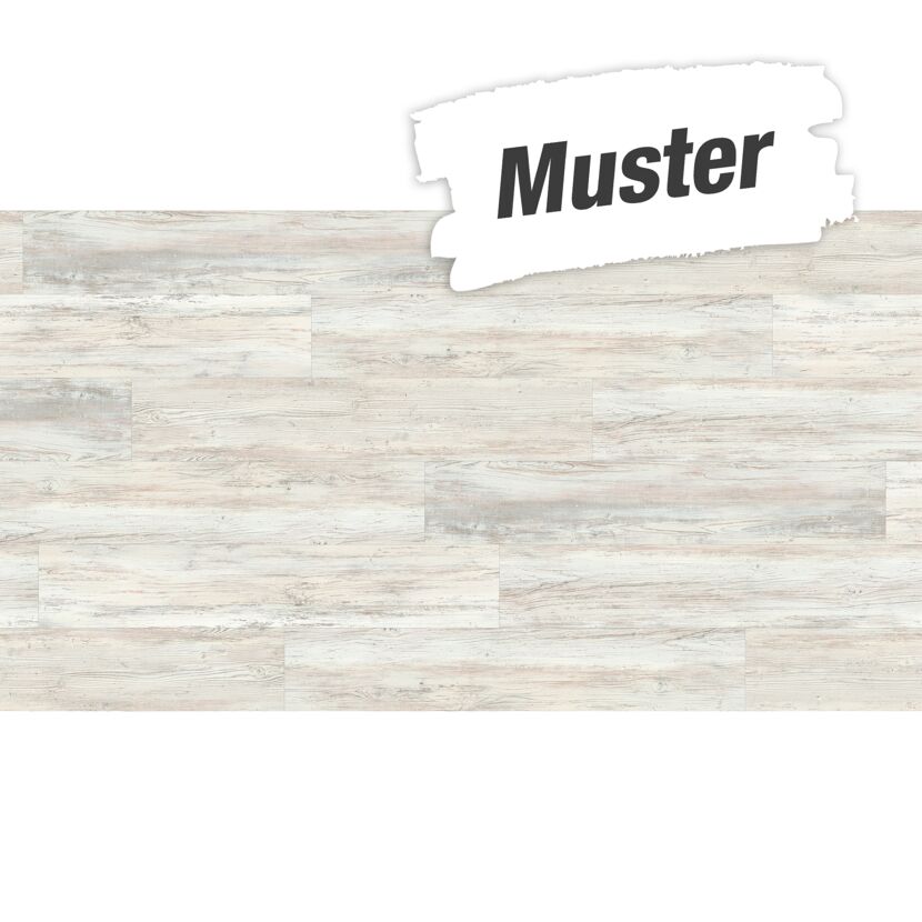 Handmuster zum Vinylboden 'Basic 30' Pinie skandinavisch weiß 9,4 mm