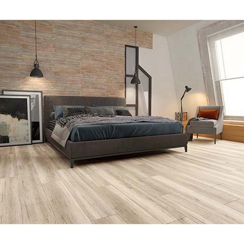 Laminat hellgrau in Schlafzimmer verlegt