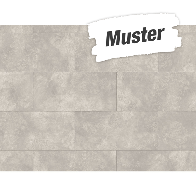 Bild von Handmuster zum Vinylboden 'Modular ONE' Beton Ornament hellgrau 8 mm