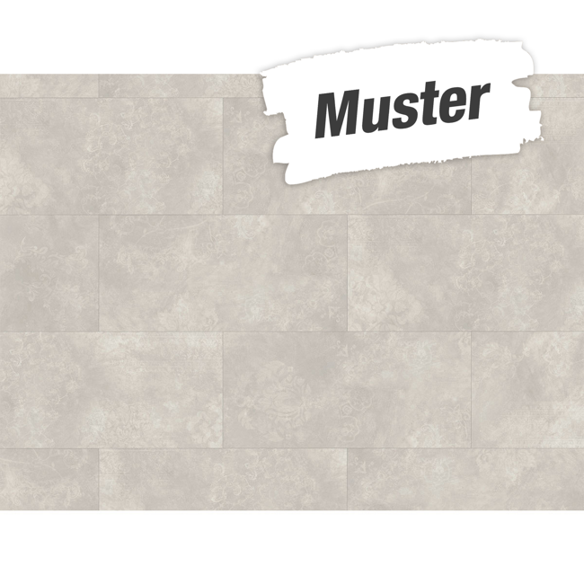 Bild von Handmuster zum Vinylboden 'Modular ONE' Beton Ornament weiß/grau 8 mm