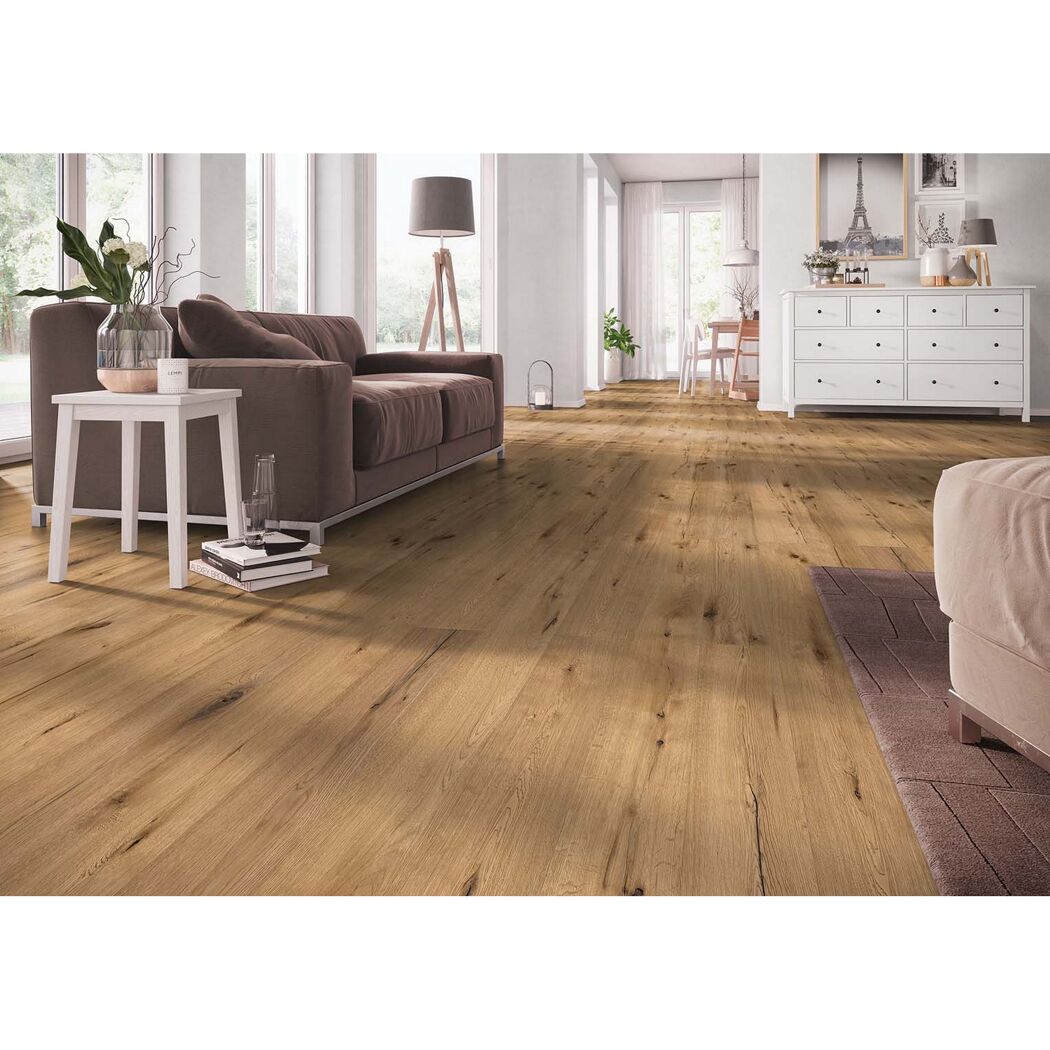 Wohnzimmer mit Designboden Refined Oak