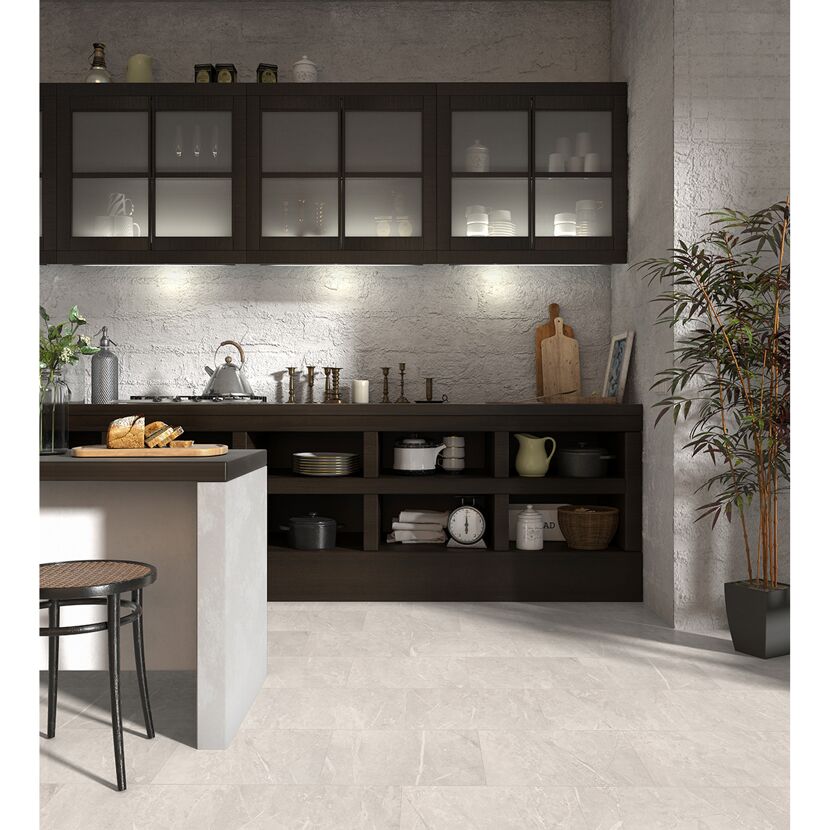 Küche mit Laminat Granit weiss NK32/8 mm WR