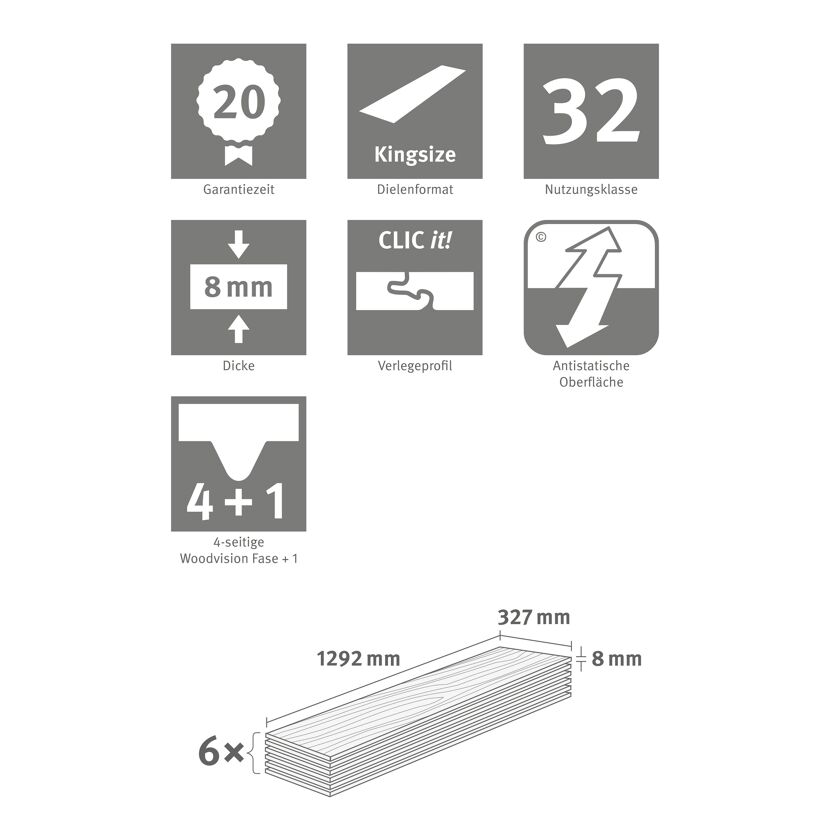 Laminat Kingsize Schiefer anthrazit 8 mm